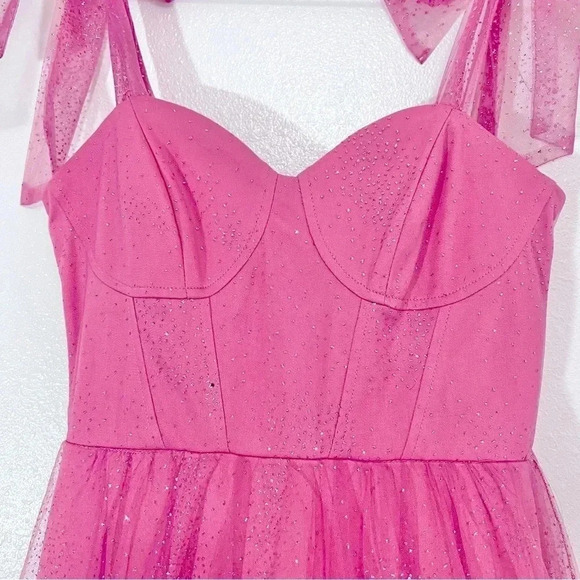 NWT City Studio Pink Sparkle Gown - Picture 4 of 16